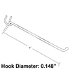 Azar Displays 8" Metal Wire Hook: 0.148" Dia., PK50 700888